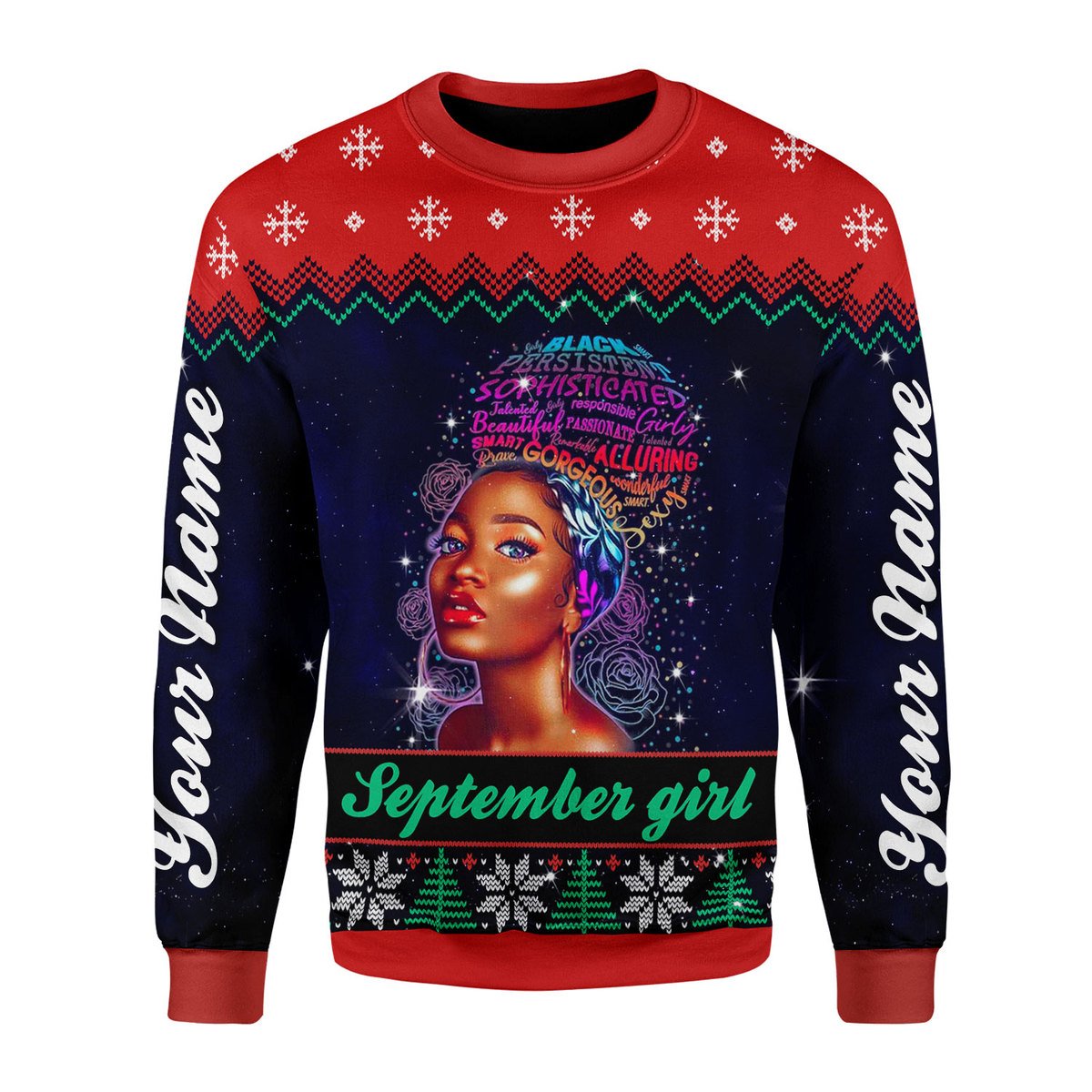 CustomsPig Personalized Ugly Sweater September Girl All Over Printed