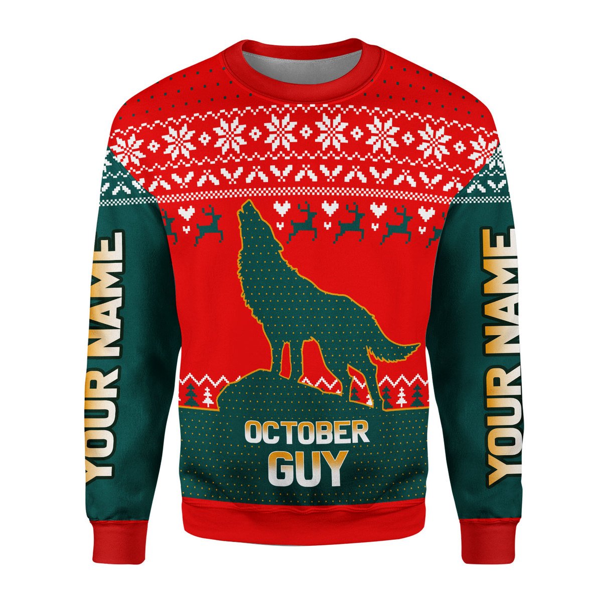 CustomsPig Personalized Ugly Sweater October Guy All Over Printed