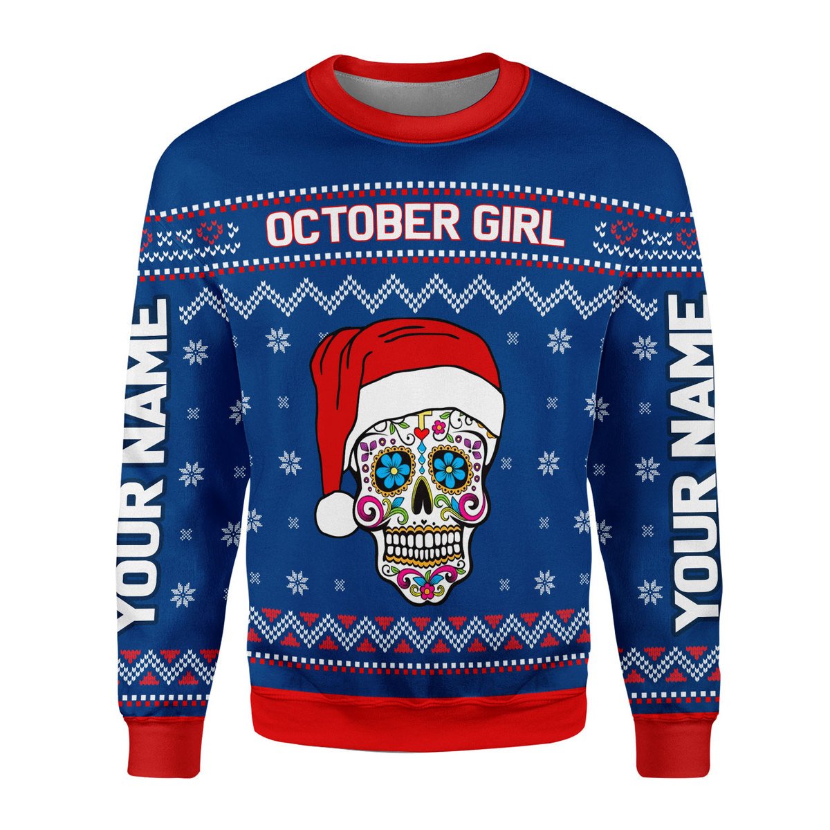 CustomsPig Personalized Ugly Sweater October Girl I Am Who I Am All Over Printed