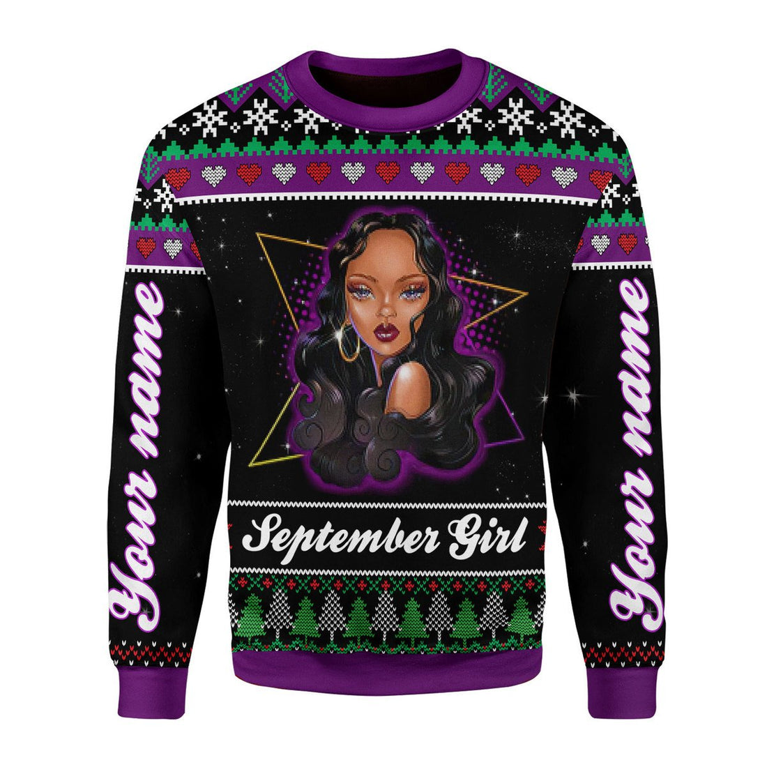 CustomsPig Personalized Ugly Sweater September Girl All Over Printed