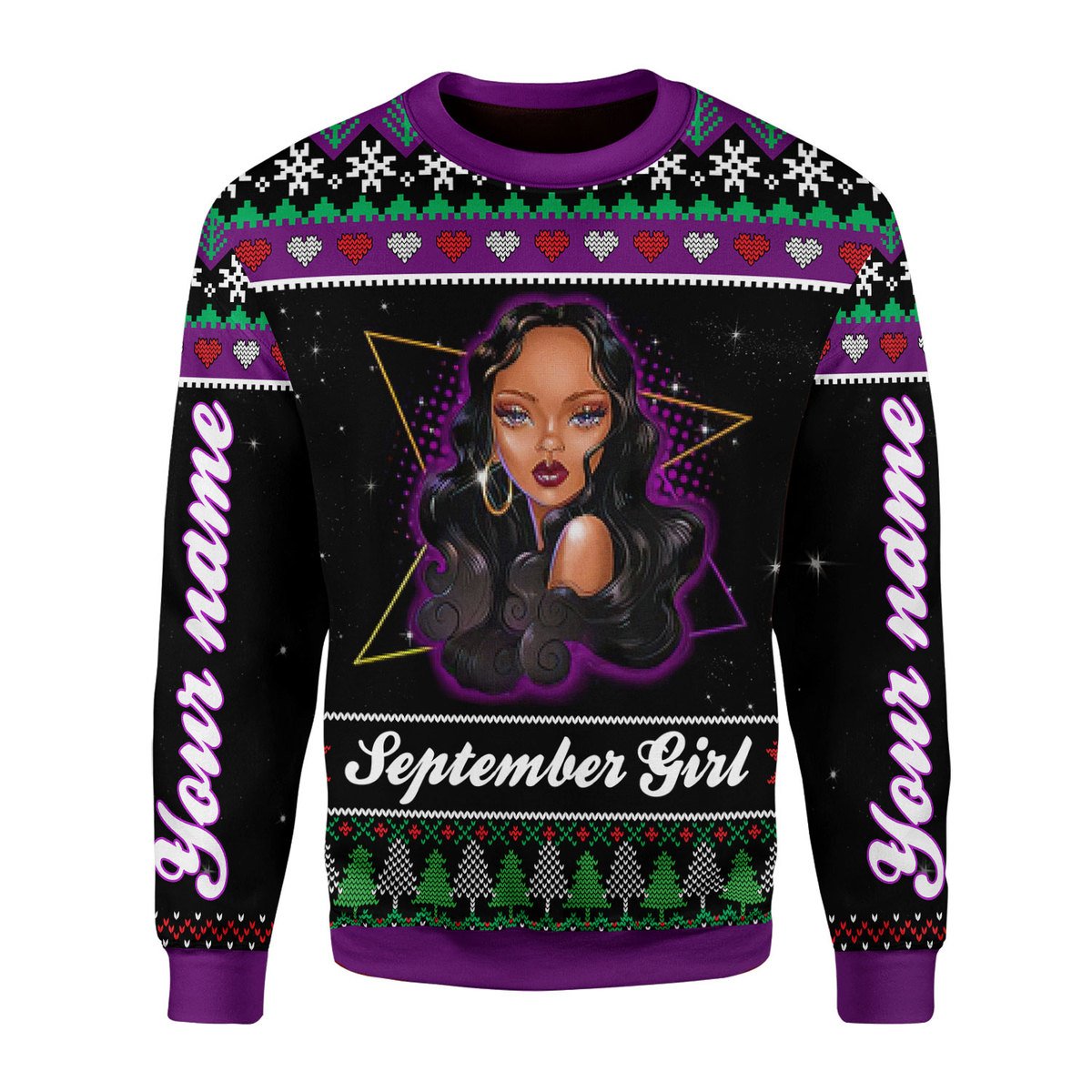 CustomsPig Personalized Ugly Sweater September Girl All Over Printed