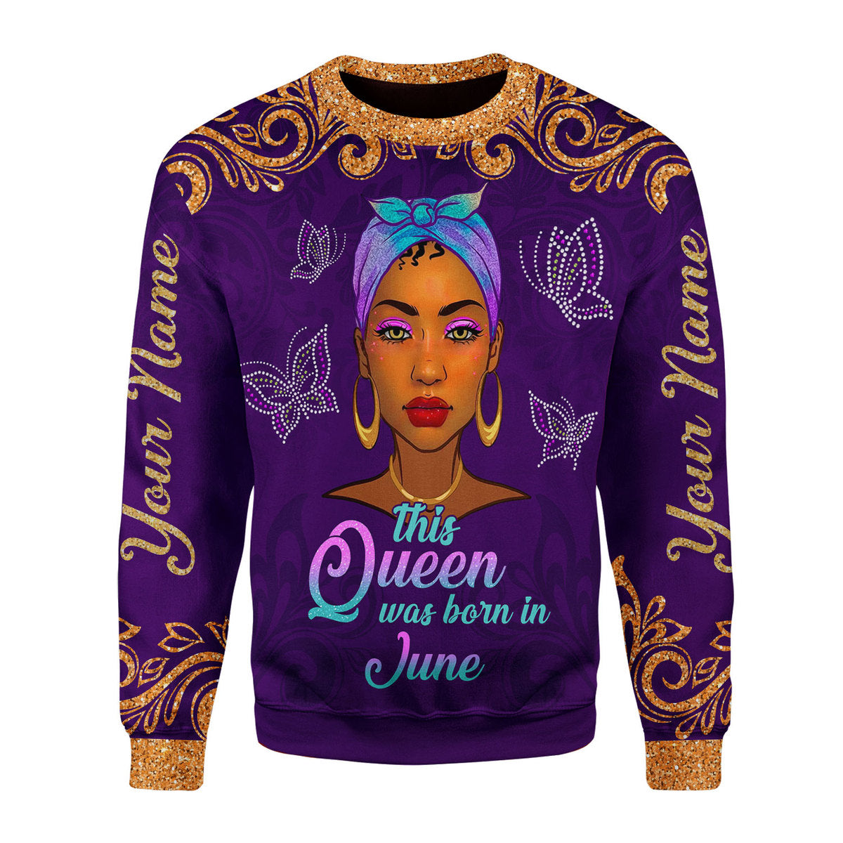 CustomsPig Personalized Ugly Sweater June Queen All Over Printed