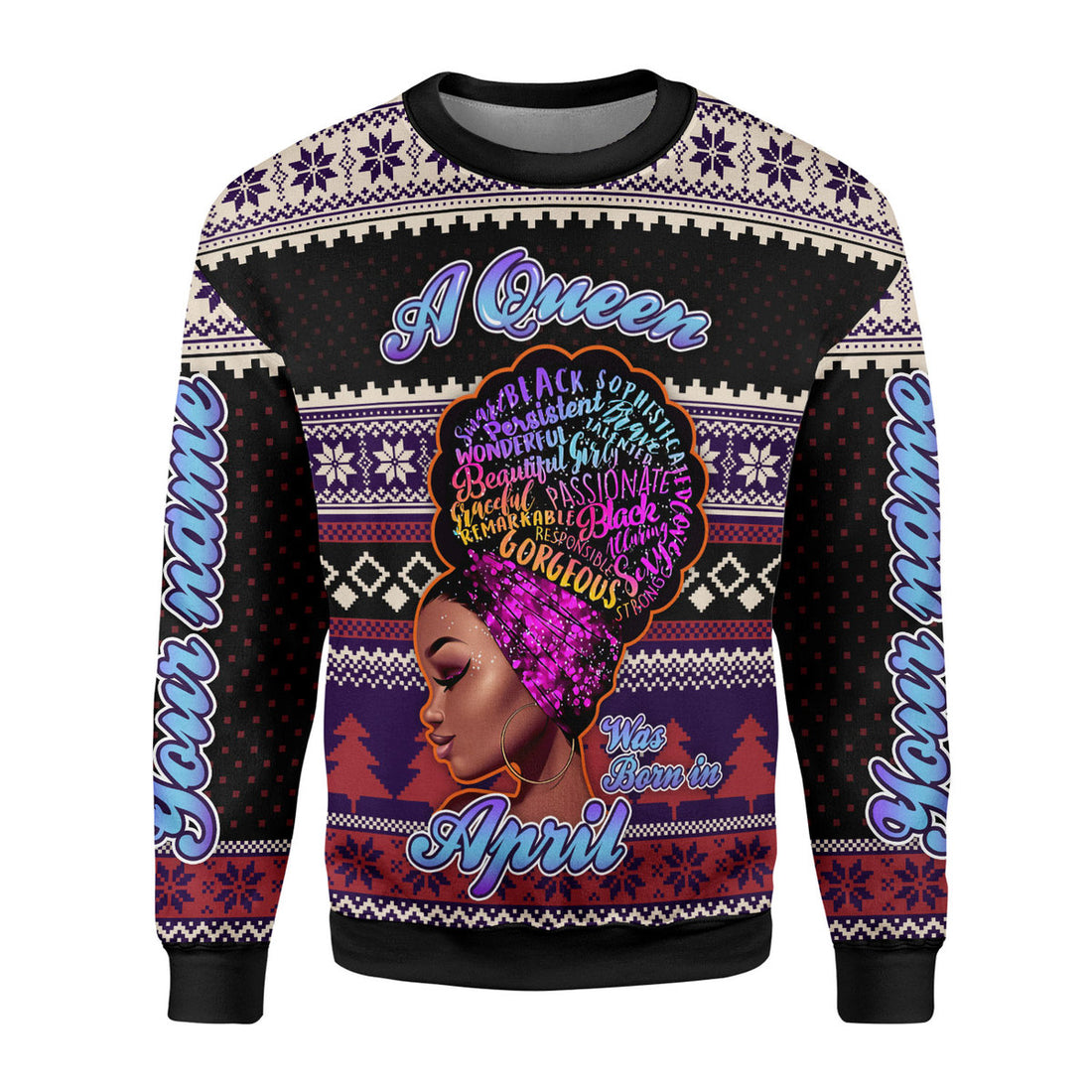 CustomsPig Personalized Ugly Sweater April Girl All Over Printed