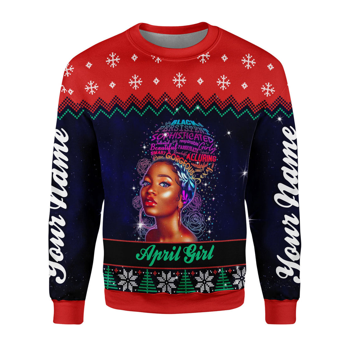 CustomsPig Personalized Ugly Sweater April Girl All Over Printed