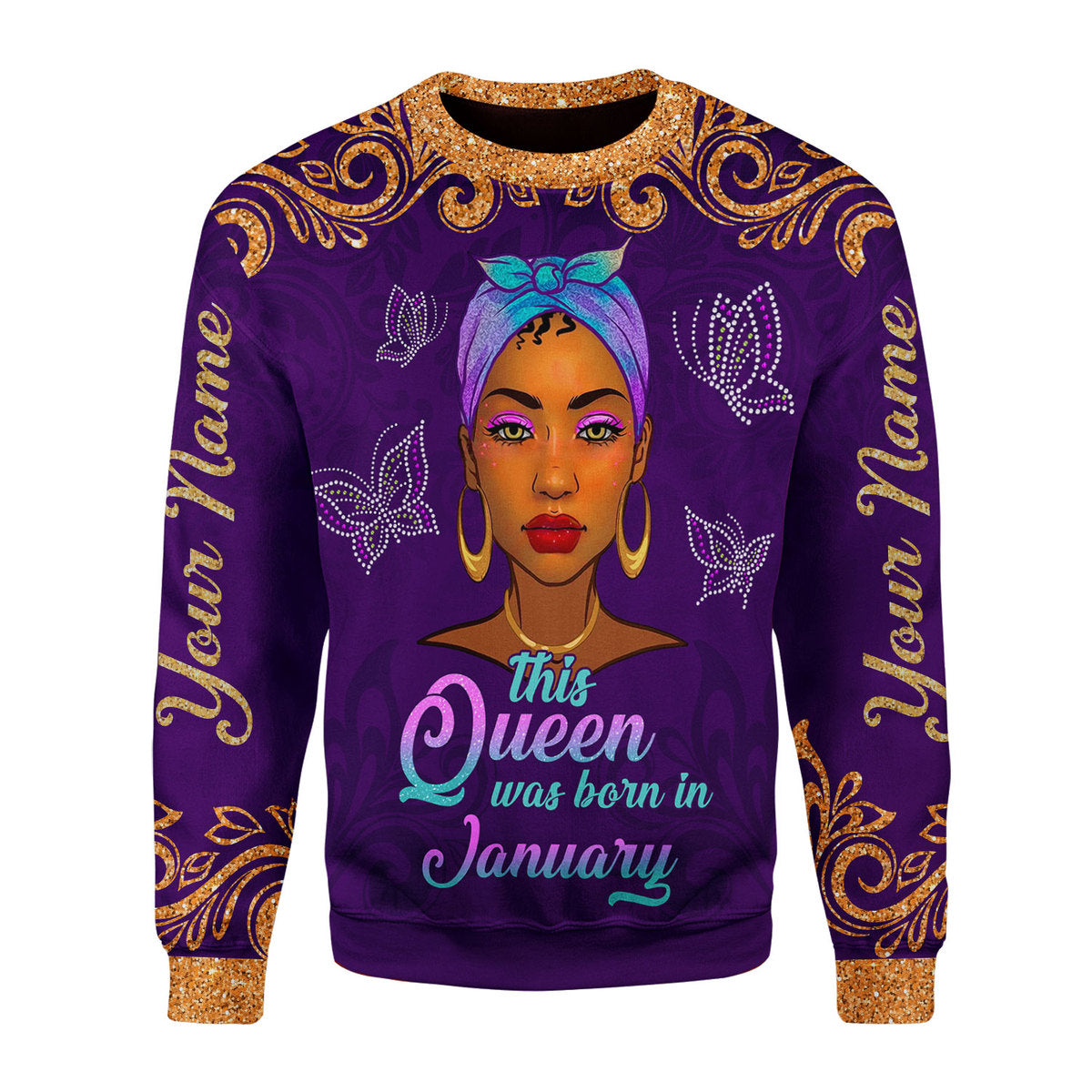 CustomsPig Personalized Ugly Sweater January Queen All Over Printed