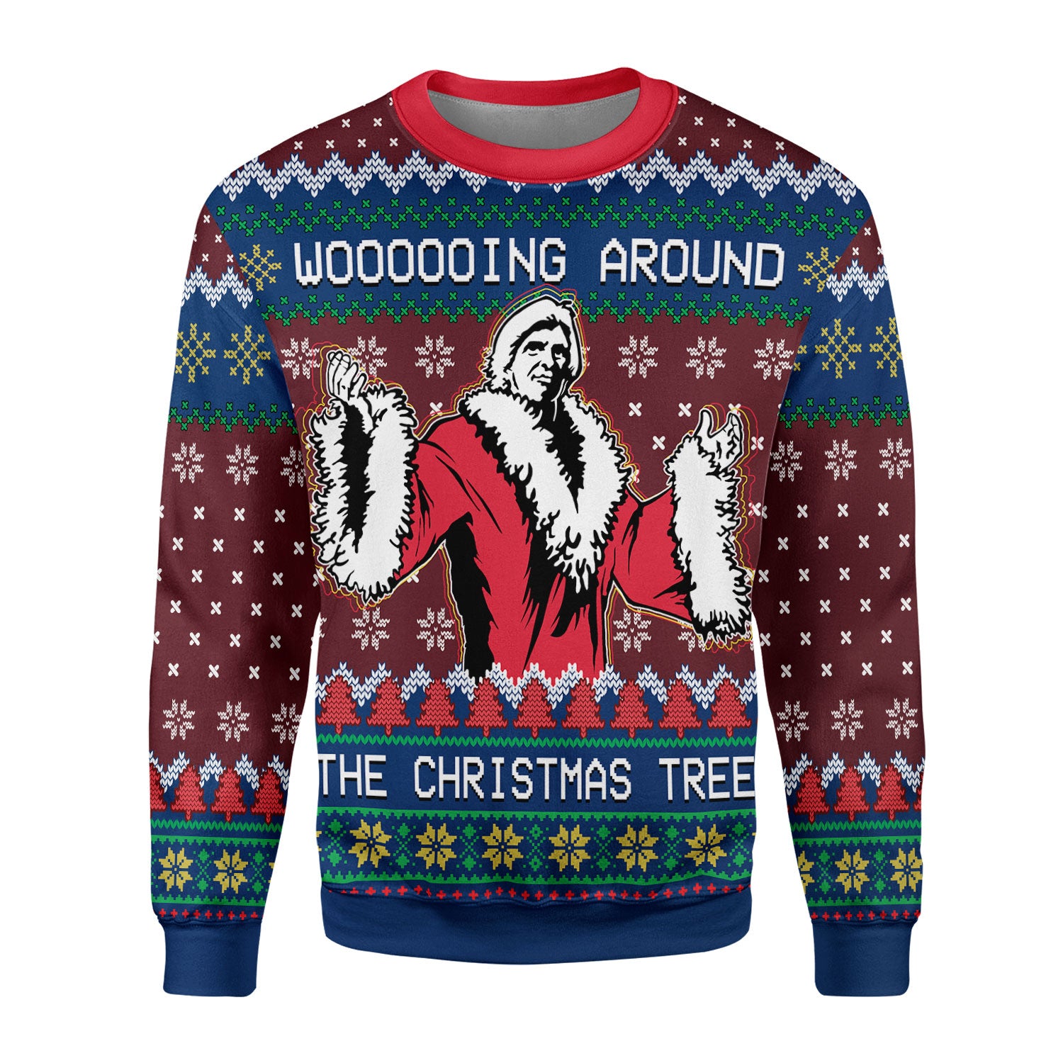 Customspig Christmas Sweater Faux Knit Ric Flair 3D Apparel