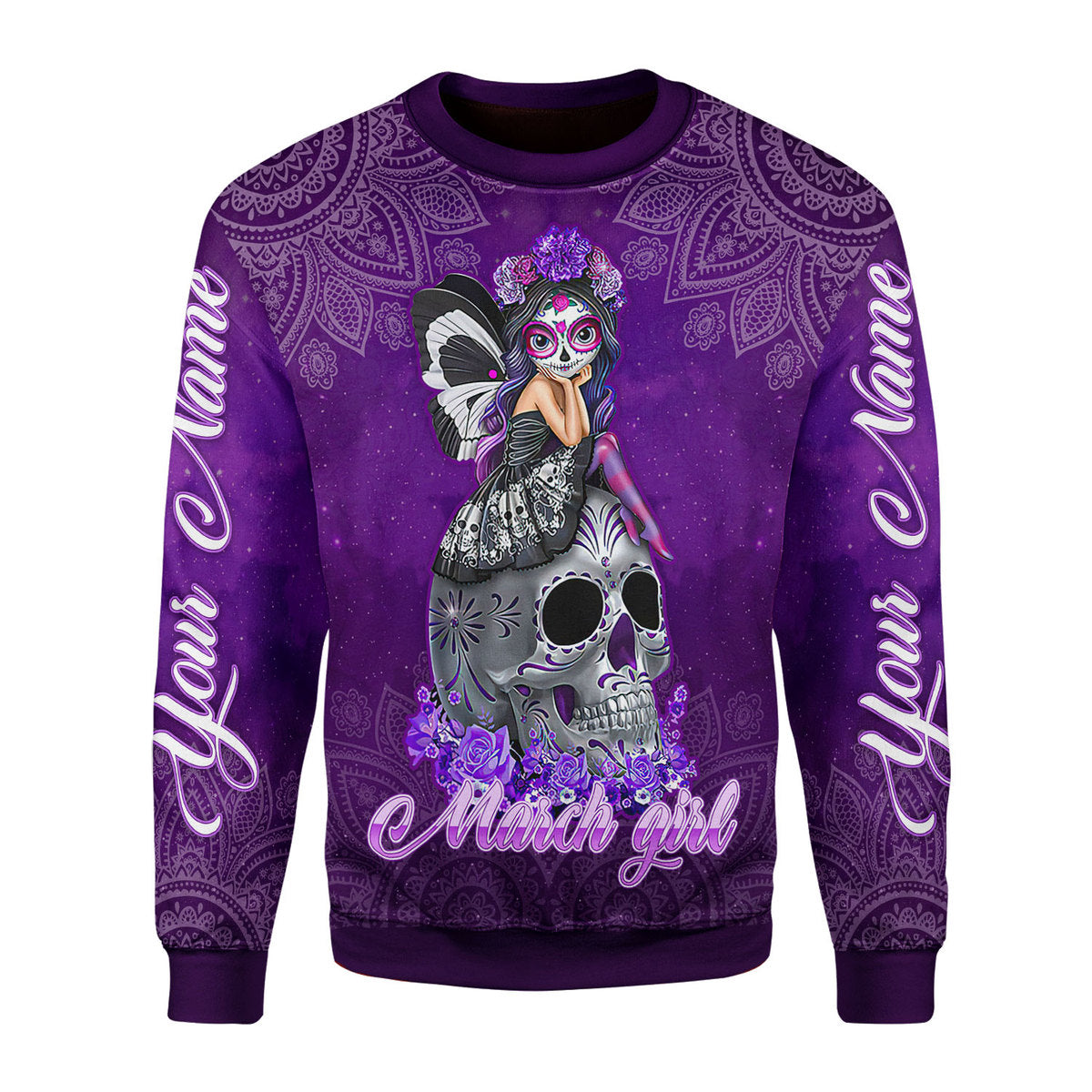 CustomsPig Personalized Ugly Sweater March Girl I Have Tattoos All Over Printed