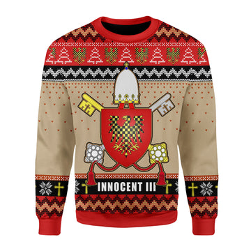 Customspig Christmas Sweater Pope Innocent III Coat of Arms 3D Apparel