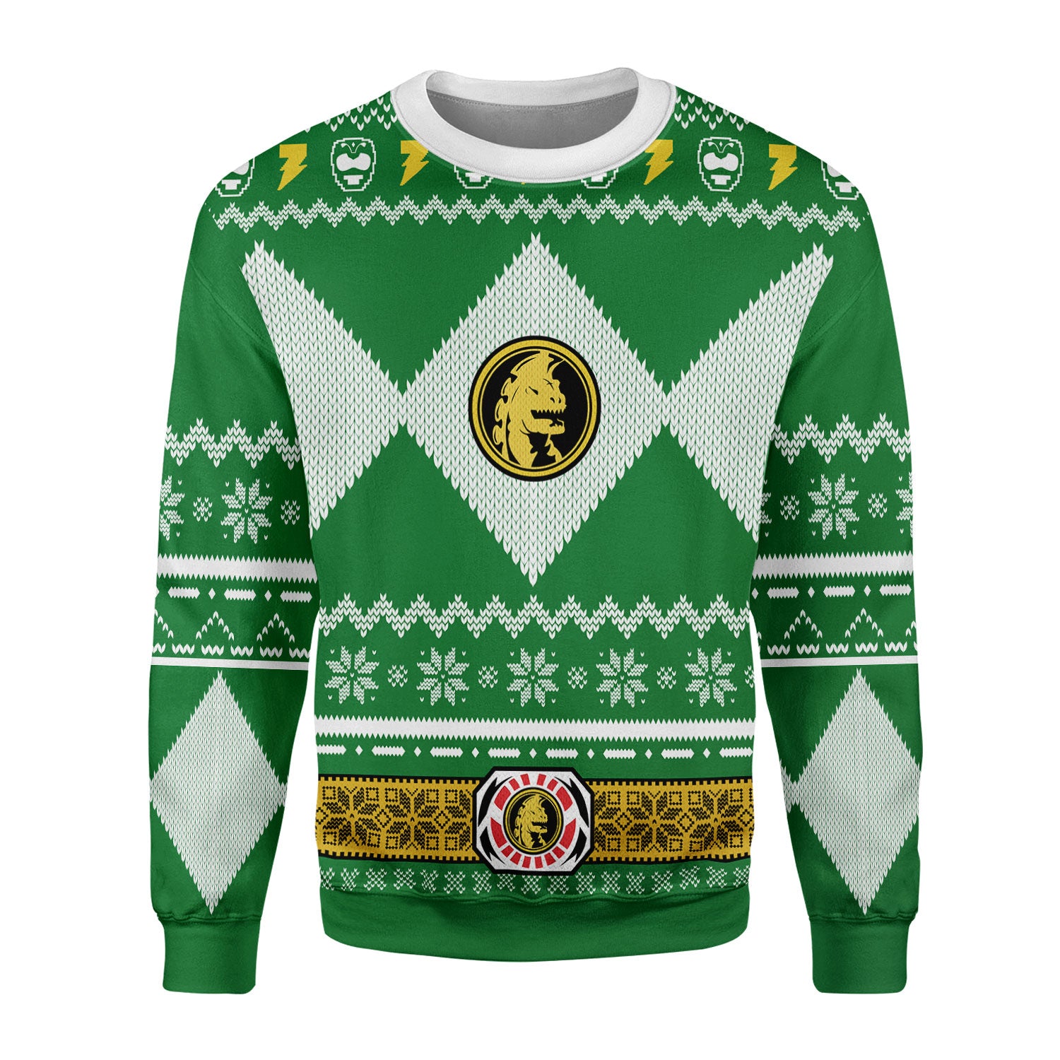 Customspig Christmas Sweater Green Power Ranger 3D Apparel