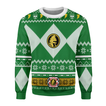 Customspig Christmas Sweater Green Power Ranger 3D Apparel