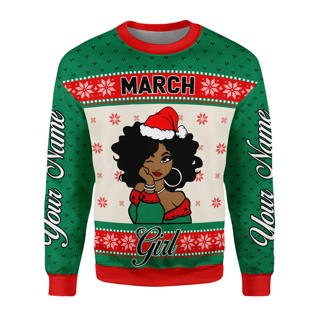 CustomsPig Personalized Ugly Sweater March Girl All Over Printed