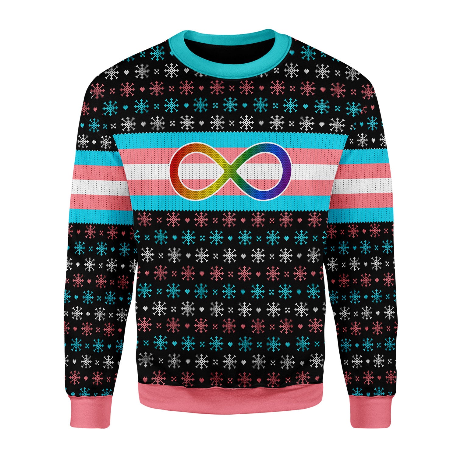 Customspig Christmas Sweater Transgender Autistic Flag 3D Apparel