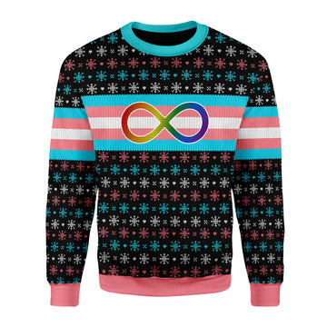 Customspig Christmas Sweater Transgender Autistic Flag 3D Apparel
