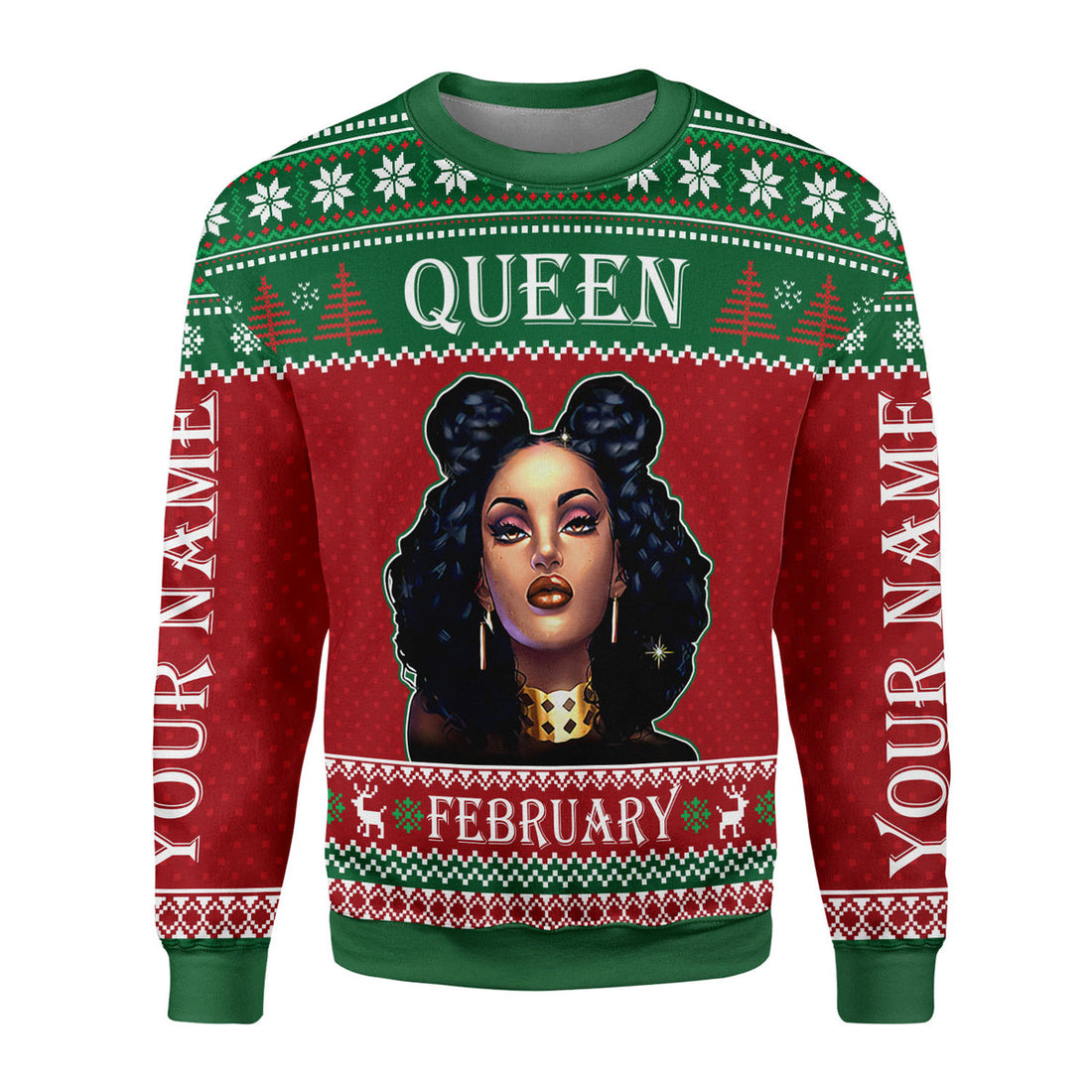 CustomsPig Personalized Ugly Sweater February Girl All Over Printed
