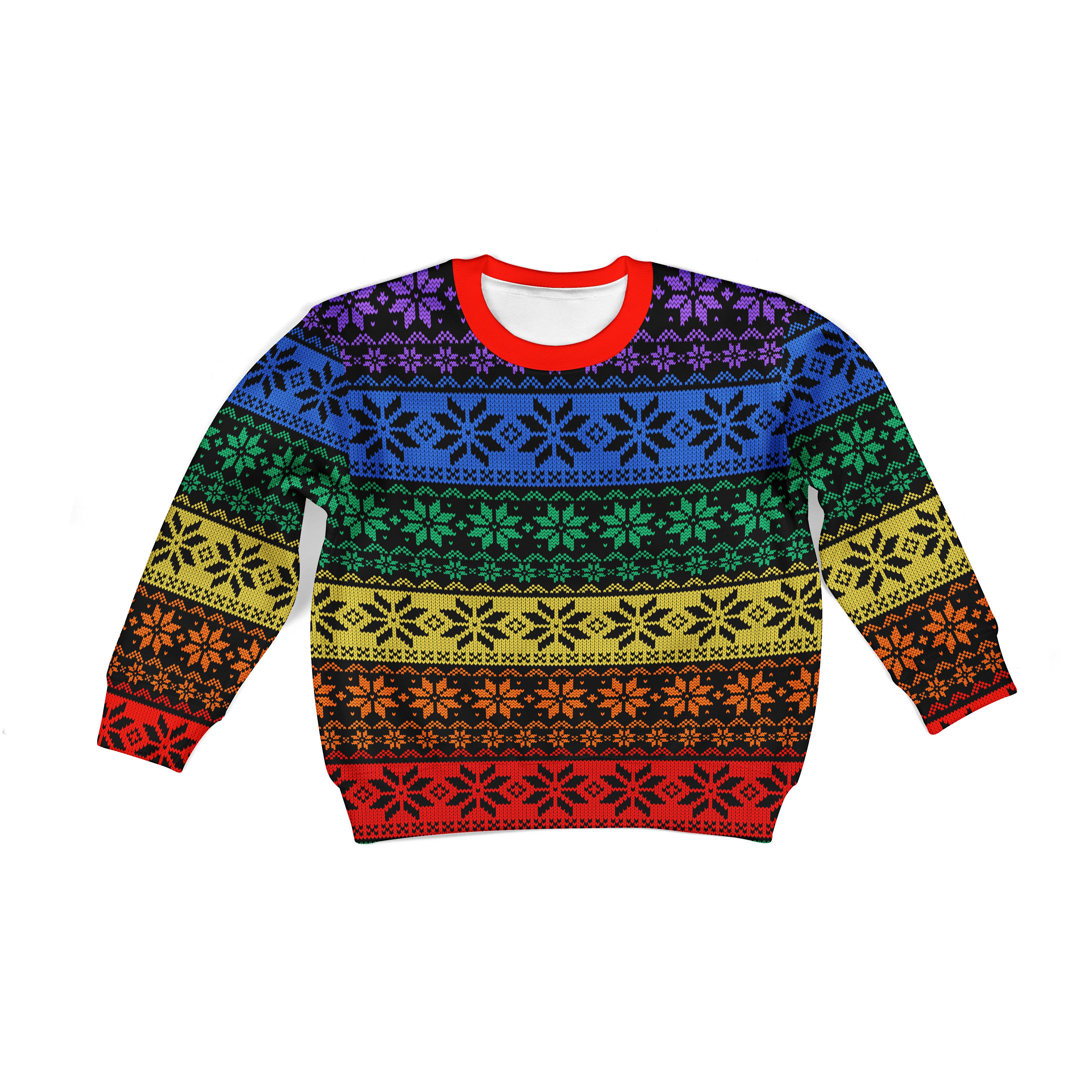 Customspig Kid Ugly Christmas Sweater LGBT Pride Flag 3D Apparel