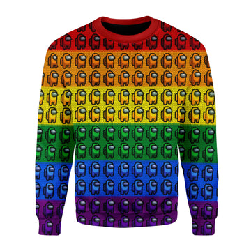 Customspig Christmas Sweater Among Us Gay Pride 3D Apparel