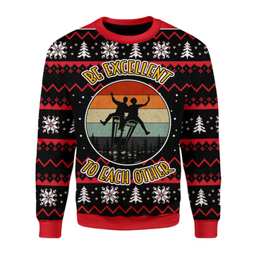 Customspig Christmas Sweater Be Excellent To Each Other 3D Apparel