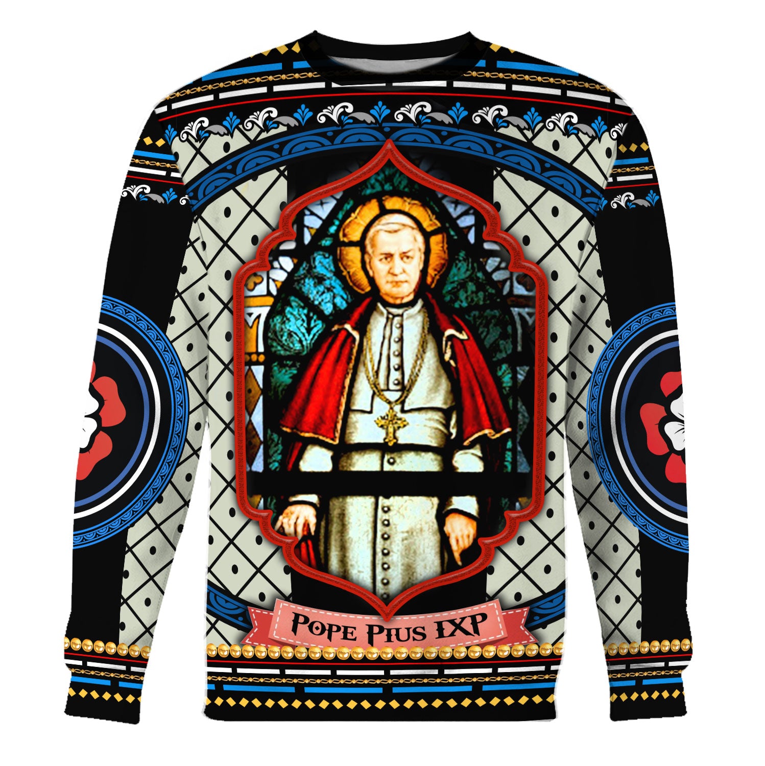 Tracksuit Tops Pullover Sweatshirt Pope Pius X Stained Glass 3D Apparel