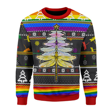 Customspig Christmas Sweater LGBT Dragon Christmas Tree 3D Apparel