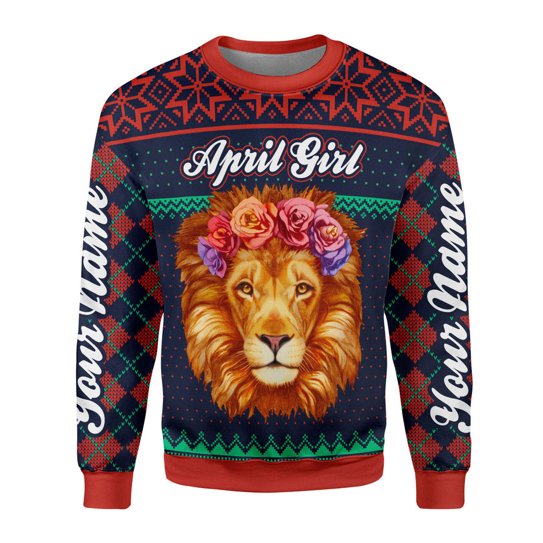 CustomsPig Personalized Ugly Sweater April Girl All Over Printed