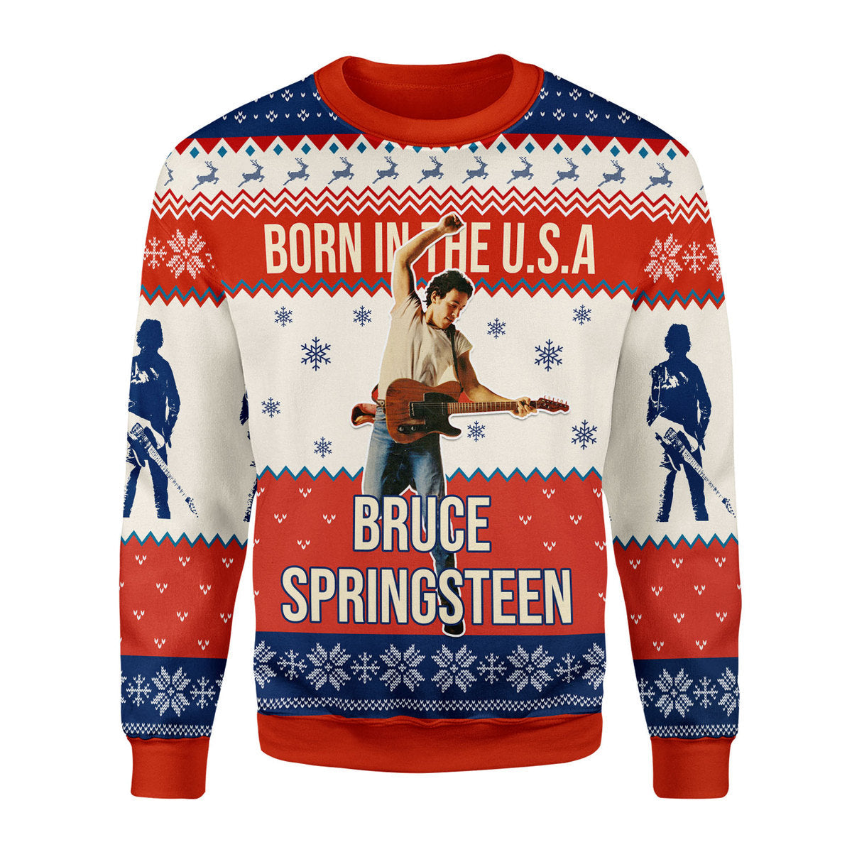 CustomsPig Born in the USA Tour Bruce Springsteen Streetband Christmas Ugly Sweater