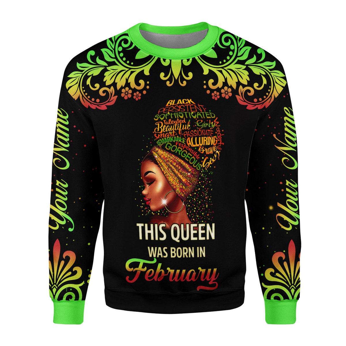 CustomsPig Personalized Ugly Sweater February Girl I Am 100% Me All Over Printed