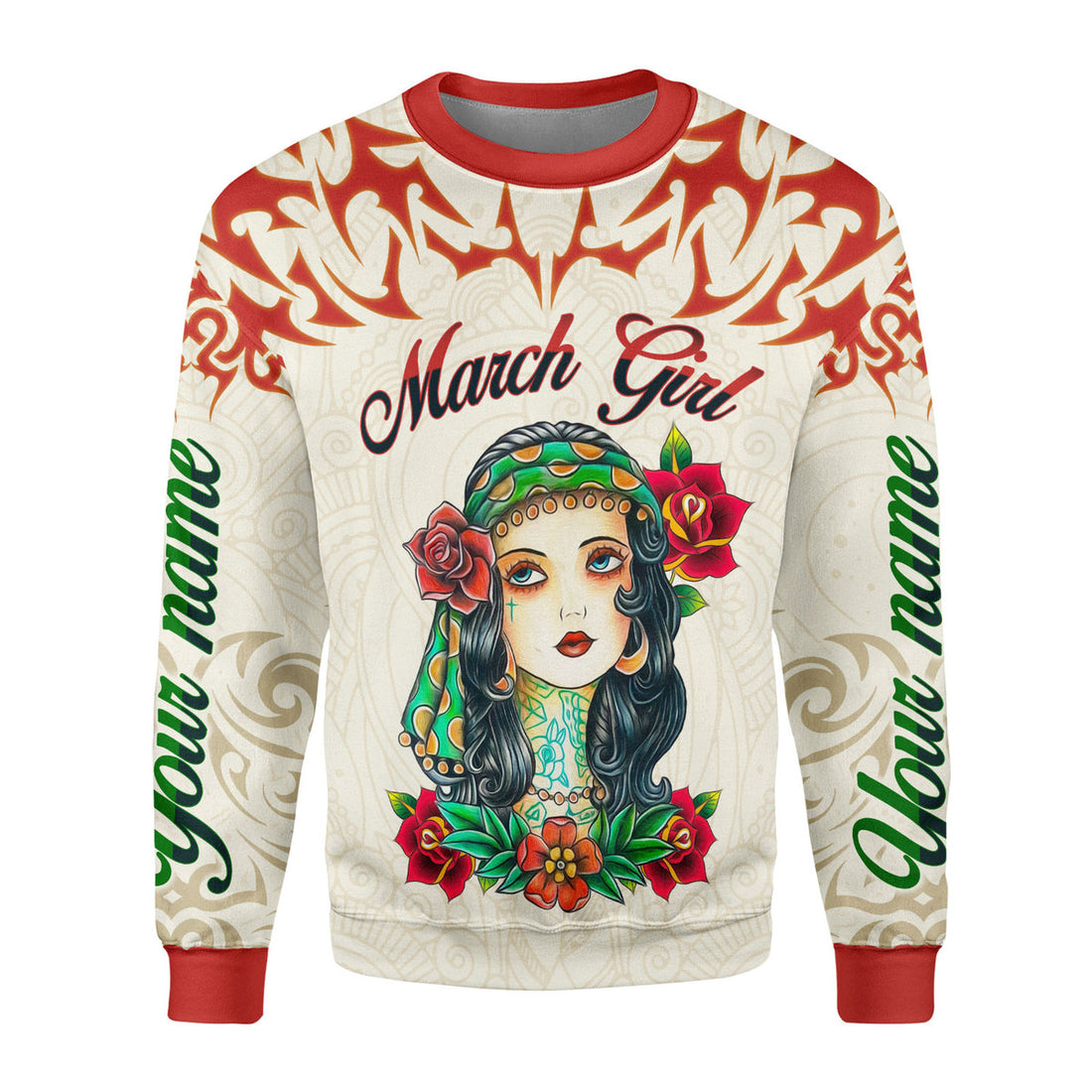 CustomsPig Personalized Ugly Sweater March Girl I Do What I Want All Over Printed