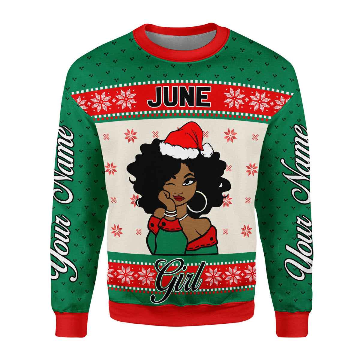 CustomsPig Personalized Ugly Sweater June Girl All Over Printed