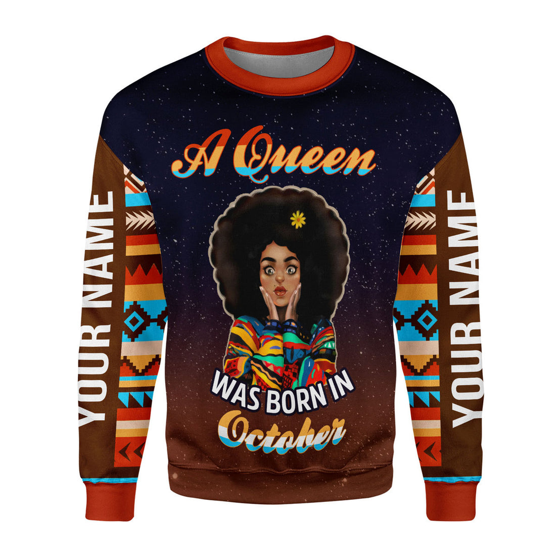 CustomsPig Personalized Ugly Sweater October Girl All Over Printed