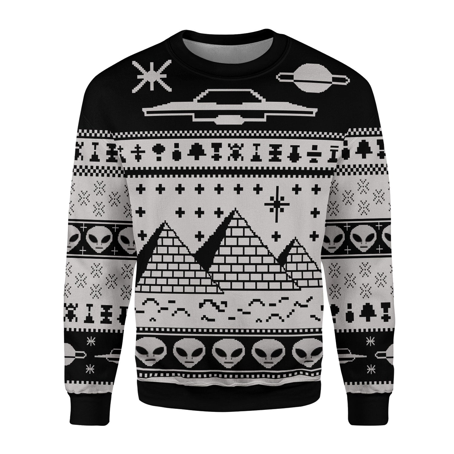 Customspig Christmas Sweater Ancient Alien Pyramid 3D Apparel