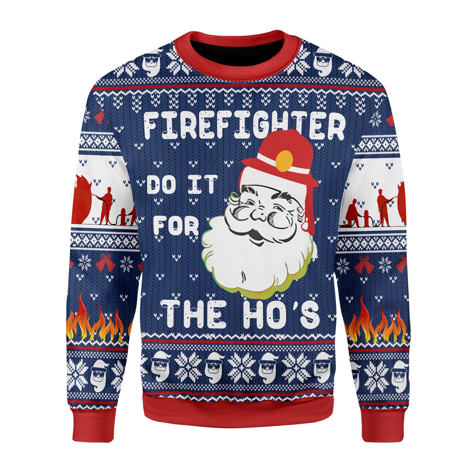 Customspig Christmas Sweater Firefighter Do It For The Ho's 3D Apparel