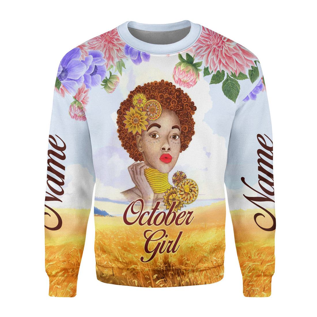 CustomsPig Personalized Ugly Sweater October Girl All Over Printed