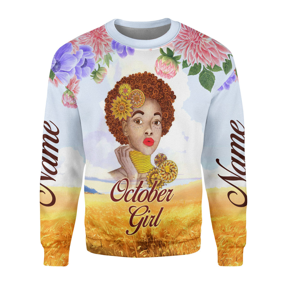 CustomsPig Personalized Ugly Sweater October Girl All Over Printed