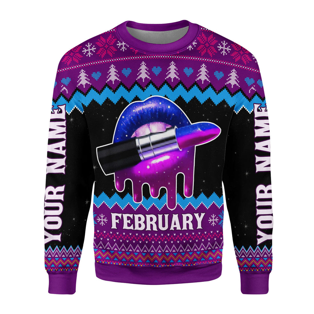 CustomsPig Personalized Ugly Sweater February Girl All Over Printed