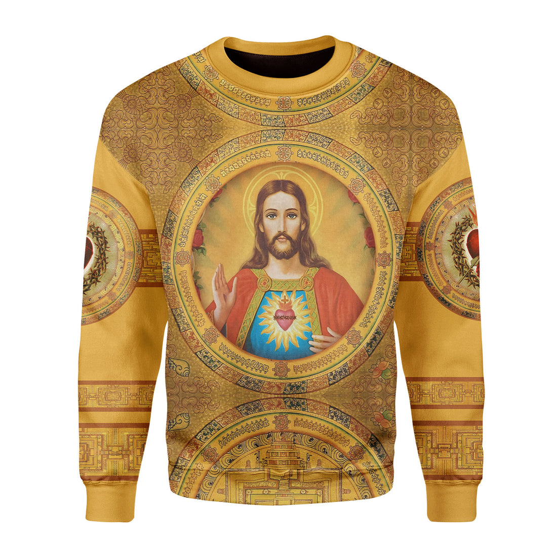 Customspig Tracksuit Tops Pullover Sweatshirt Christ Jesus, Gold 3D Apparel