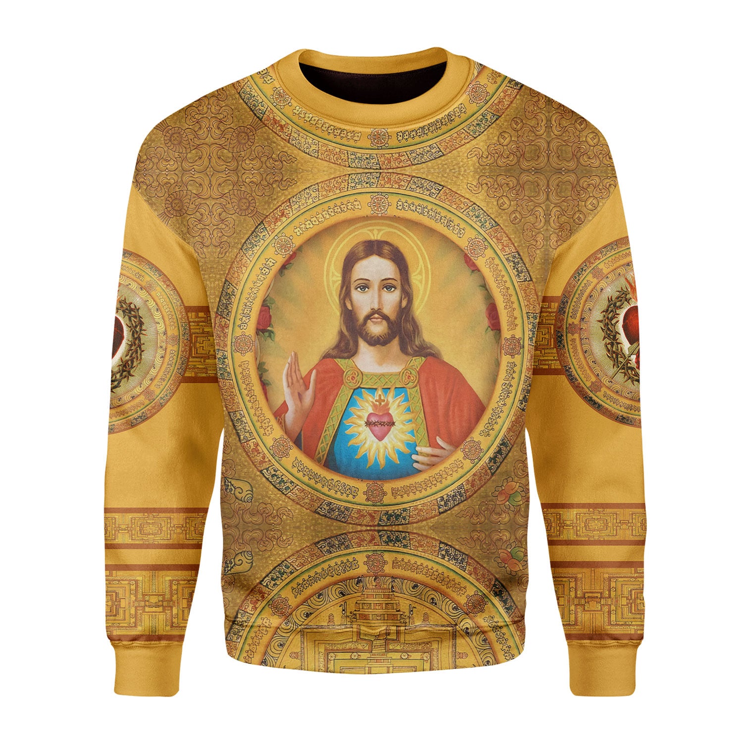 Customspig Tracksuit Tops Pullover Sweatshirt Christ Jesus, Gold 3D Apparel