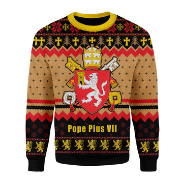 Customspig Christmas Sweater Pope Pius VIII Coat of Arms 3D Apparel