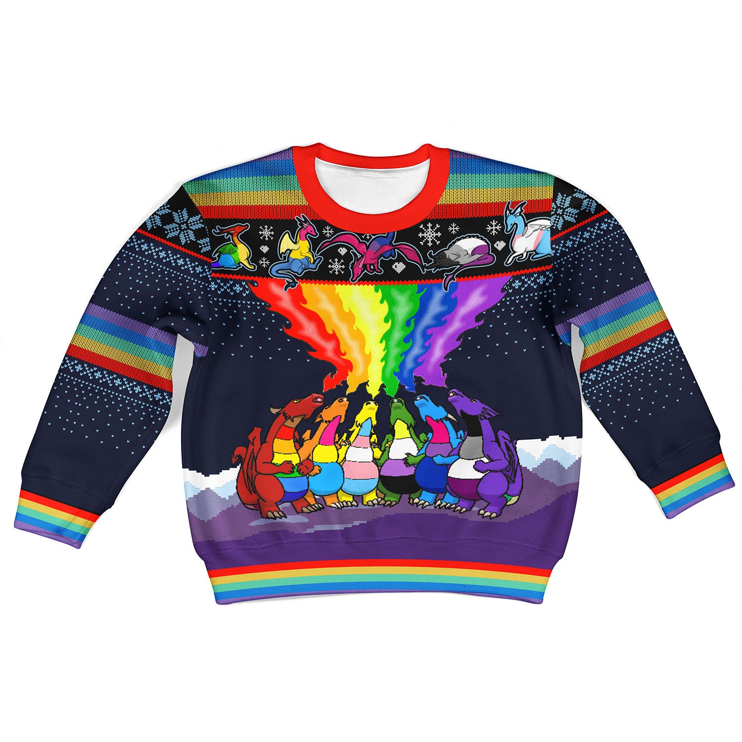 Customspig Kid Christmas Sweater Dragon LGBT 3D Apparel
