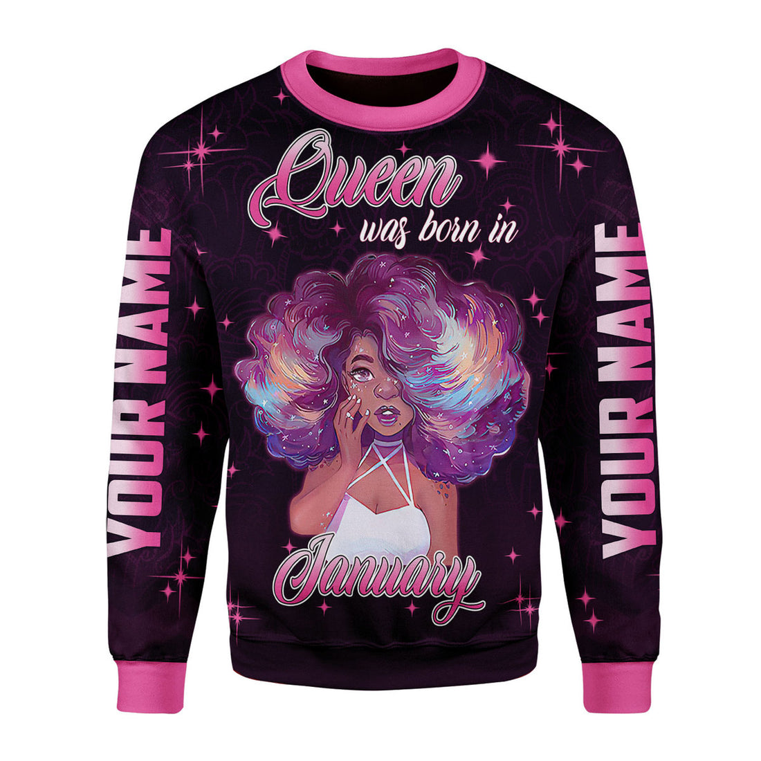 CustomsPig Personalized Ugly Sweater January Girl She's Beautiful Bold All Over Printed
