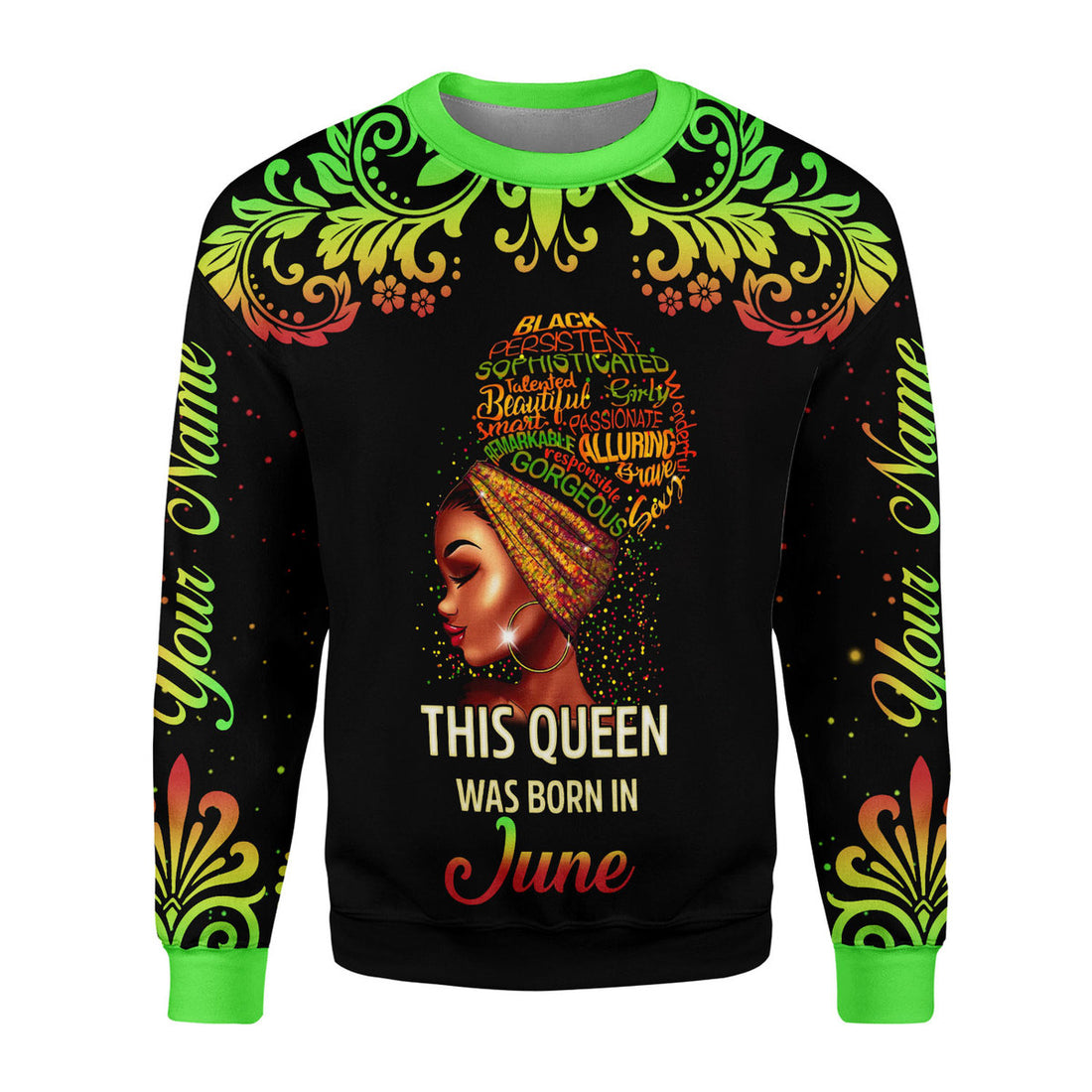 CustomsPig Personalized Ugly Sweater June Girl I Am 100% Me All Over Printed