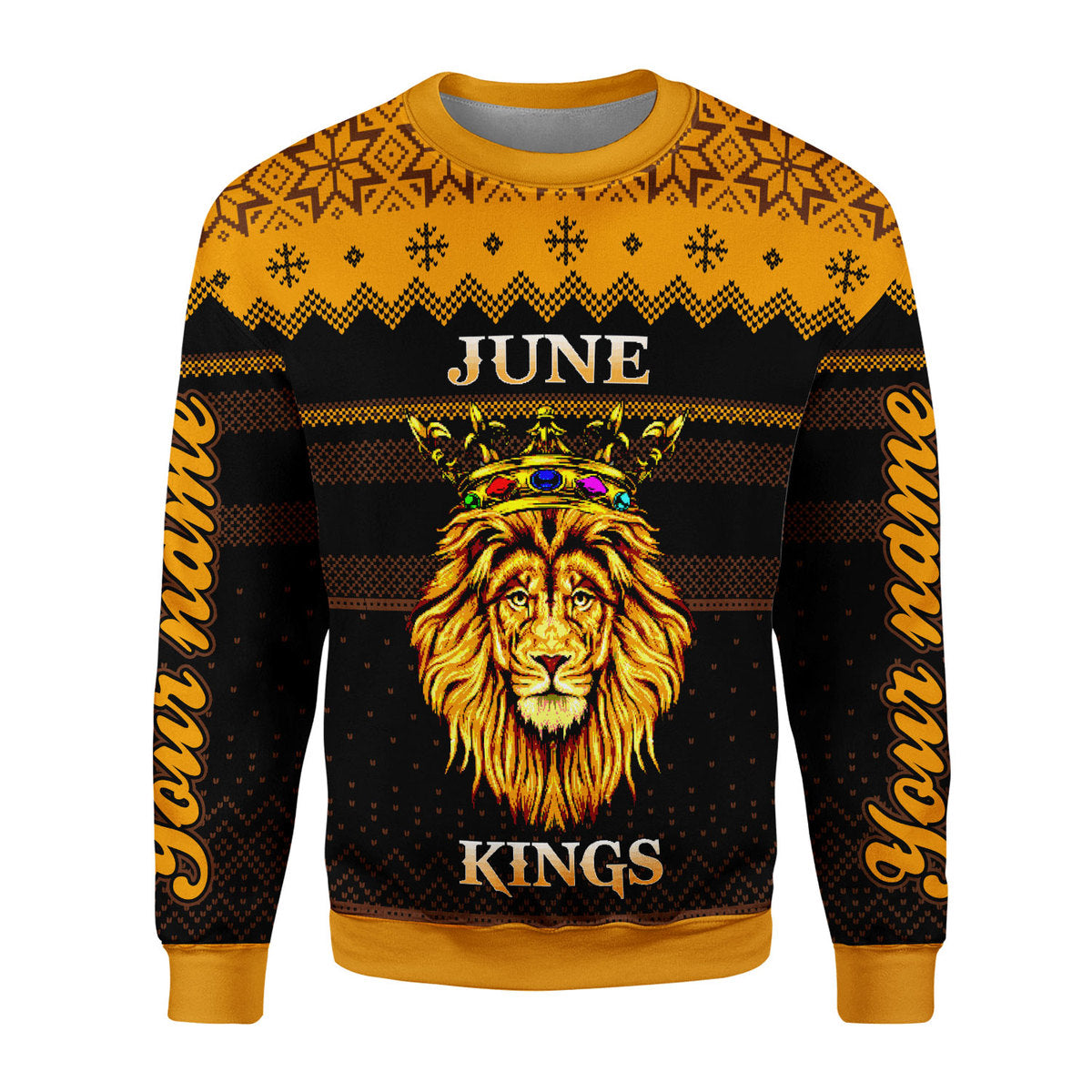 CustomsPig Personalized Ugly Sweater June Guy Kings Are Born In June All Over Printed