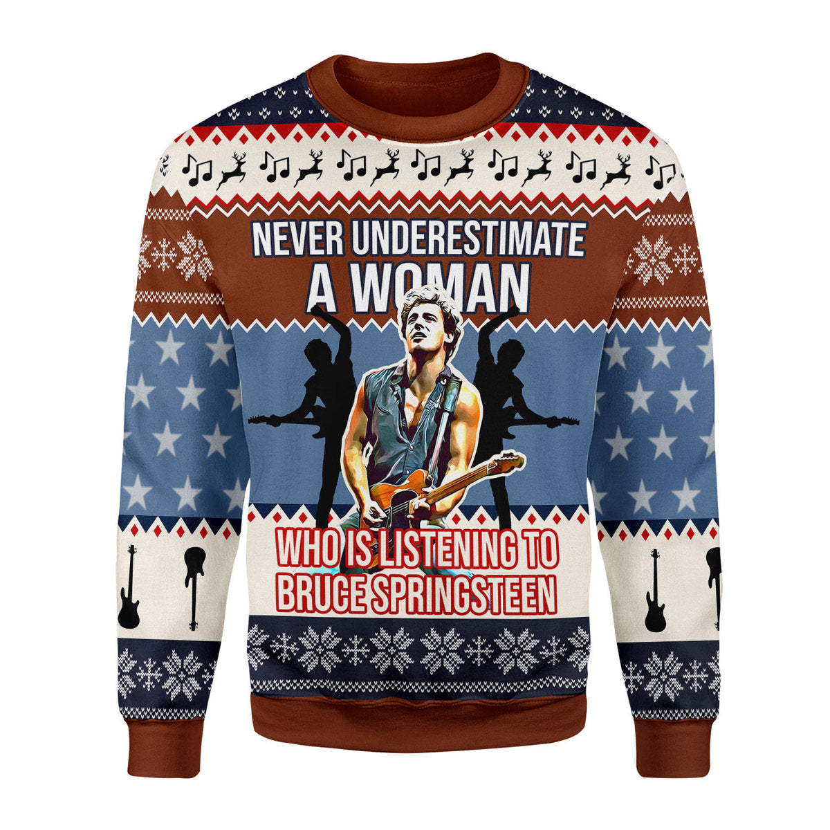 Never Underestimate A Grandma Who Is Listening To Bruce Springsteen Christmas Ugly Sweater