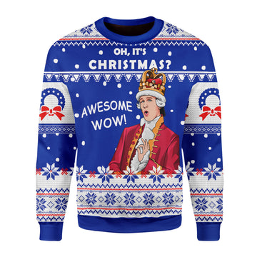Customspig Christmas Sweater Oh It's Christmas Awesome Wow 3D Apparel