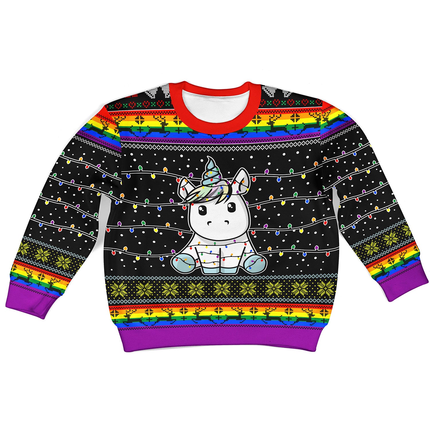Customspig Kid Christmas Sweater Unicorn Christmas Tree 3D Apparel