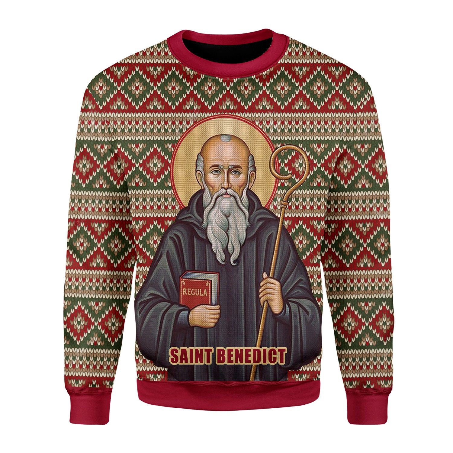 Customspig Christmas Sweater Saint Benedict 3D Apparel
