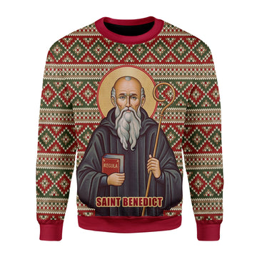 Customspig Christmas Sweater Saint Benedict 3D Apparel
