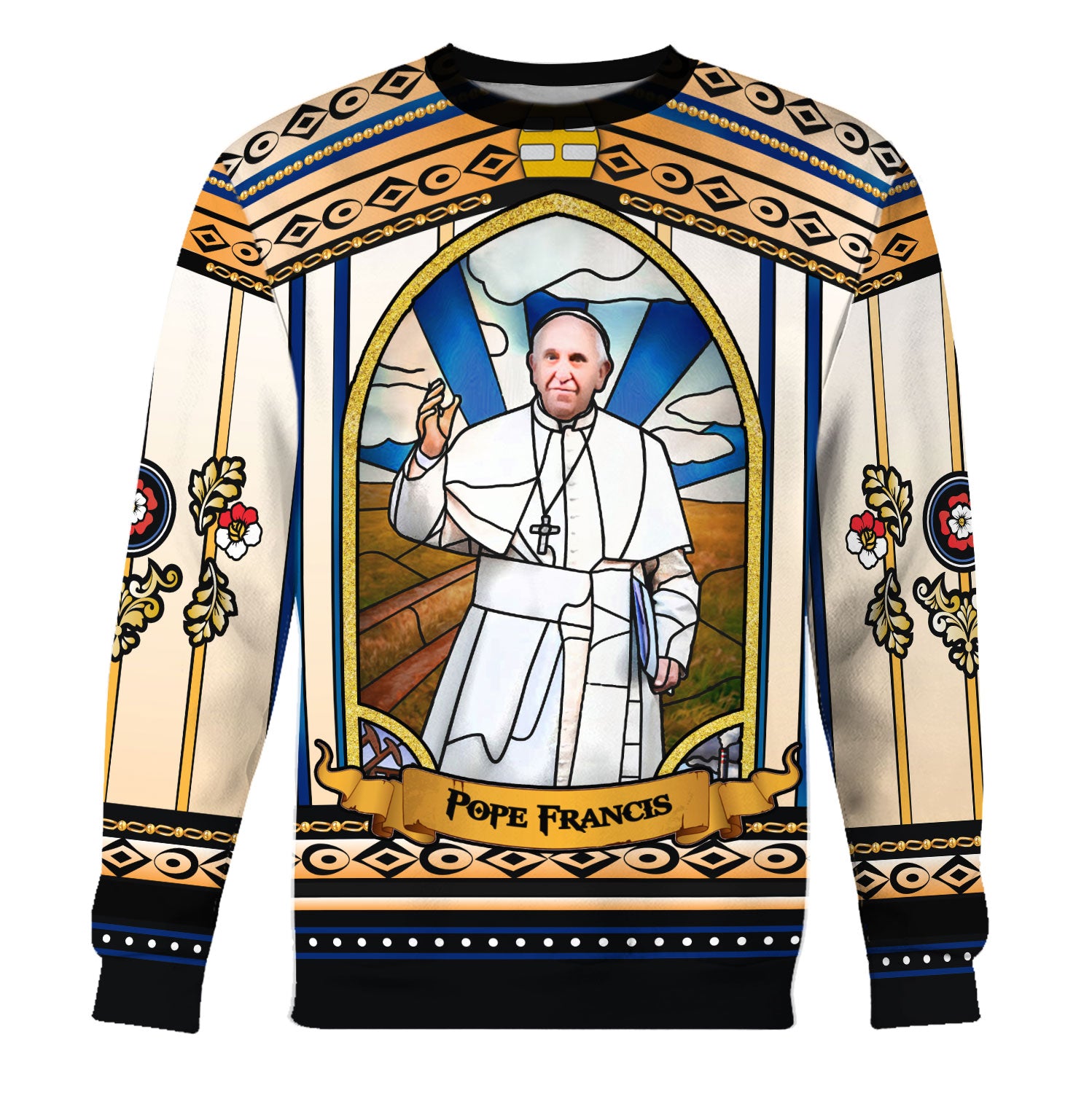 Tracksuit Tops Pullover Sweatshirt Pope Francis Stained Glass 3D Apparel