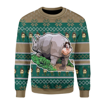 Customspig Christmas Sweater Rhino Giving Birth 3D Apparel