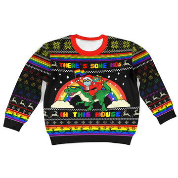 Customspig Kid Christmas Sweater LGBT There's Some Hos In This House 3D Apparel