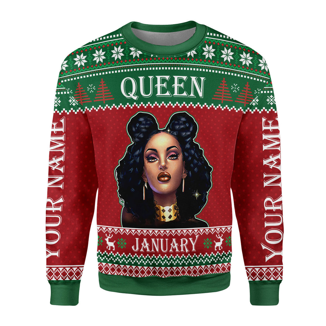 CustomsPig Personalized Ugly Sweater January Girl All Over Printed